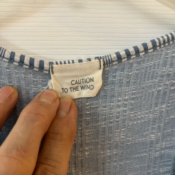 Ladies Size Small Caution To The Wind Blue Striped Mini Dress GUC - Picture 2 of 5